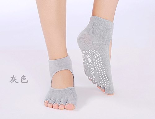 New yoga socks open toe anti-slip glue professional five-toe socks for women with open toes pure cotton split-toe socks cross-border wholesale