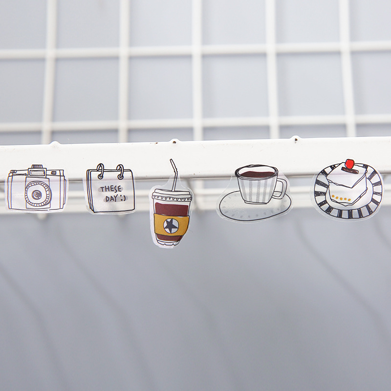 Estilo de la acuarela fresca pegatinas diario de viaje DIY diario álbum pegatinas 6 unidades en 20g