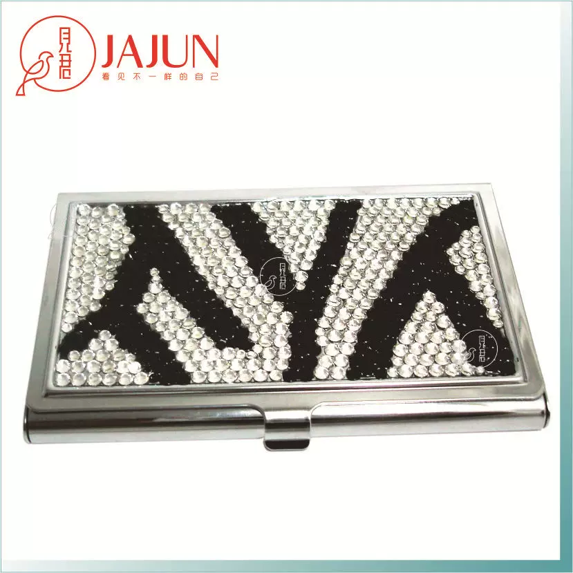 金属镶钻镶水晶名片夹礼品卡片收纳盒 不锈钢金属名片盒定 做