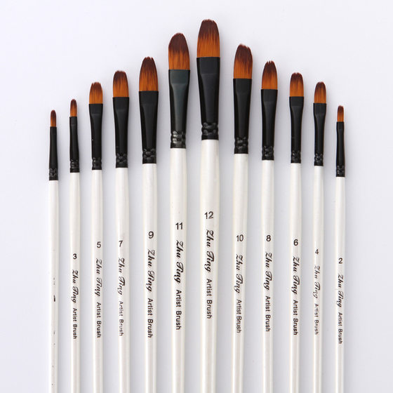 12 tongue front/oblique front two-color nylon wool brush set gouache watercolor oil brush set factory outlet