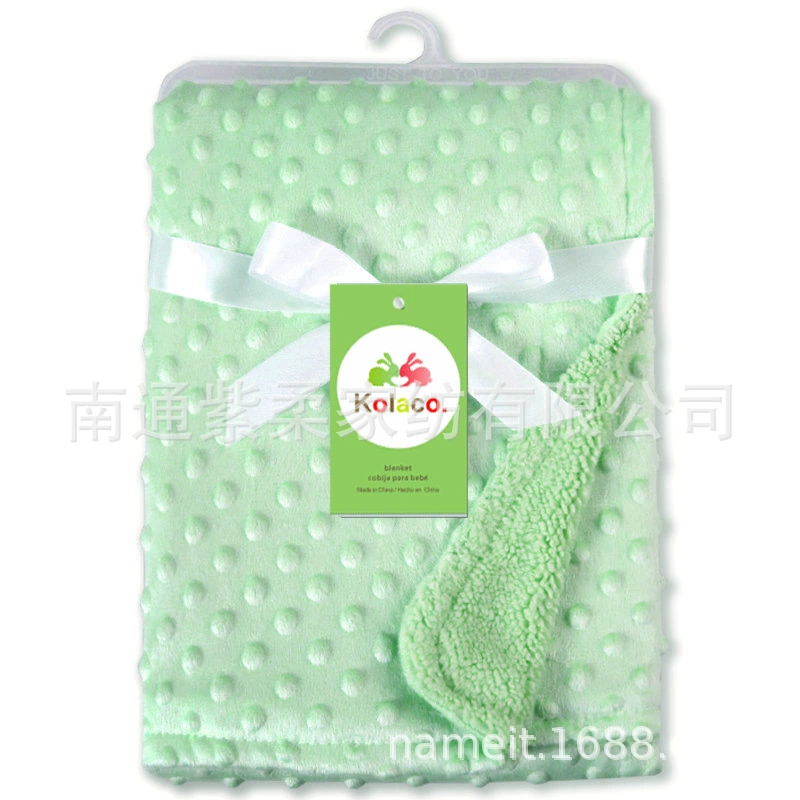 Export baby thick knitted fleece small blanket, double-layer extra soft hole pattern blanket for autumn and winter babies