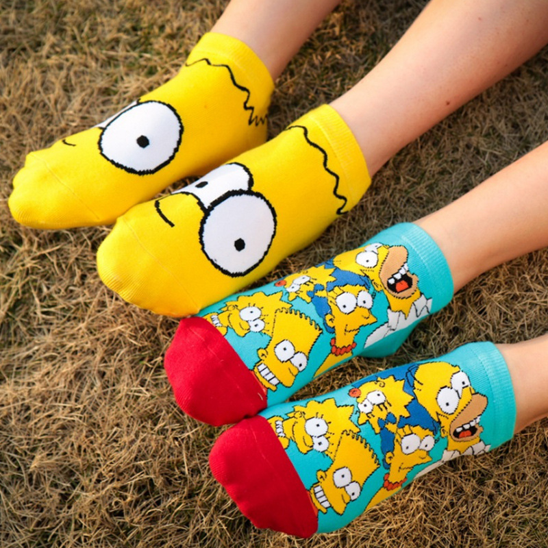 Japanese-Style Cartoon Anime Women's Straight Short Socks Manufacturer Wholesale Cotton Low-Cut Student Boat Socks Anime Collaboration