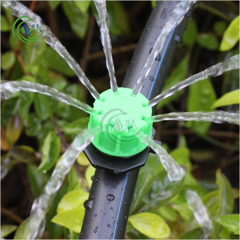 Nuevo material verde de 8 agujeros ajustable y caudal cerrado goteo para árboles frutales hortícolas en maceta de riego por goteo de raíces microrespulsión pulverización