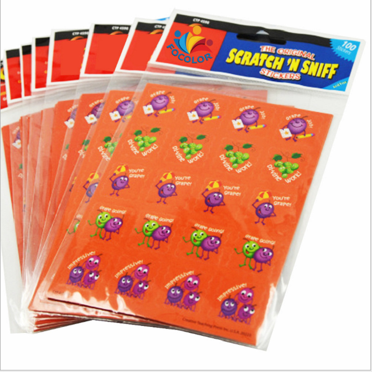 香味贴纸 透明不干胶香味图册 图案形状刮刮香味贴纸书签