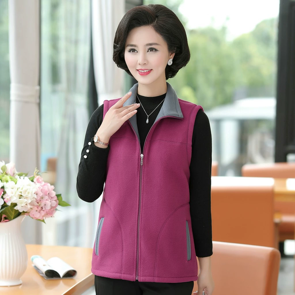 Жилет из Полярного флиса Женский уличный флисовый жилет Осенне-зимний Кардиган для матерей среднего возраста Жилет с поясом Куртка
