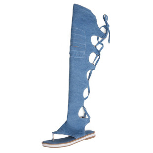 Oversized size flat denim fabric sandals for foreign trade Women's European and American 66-5