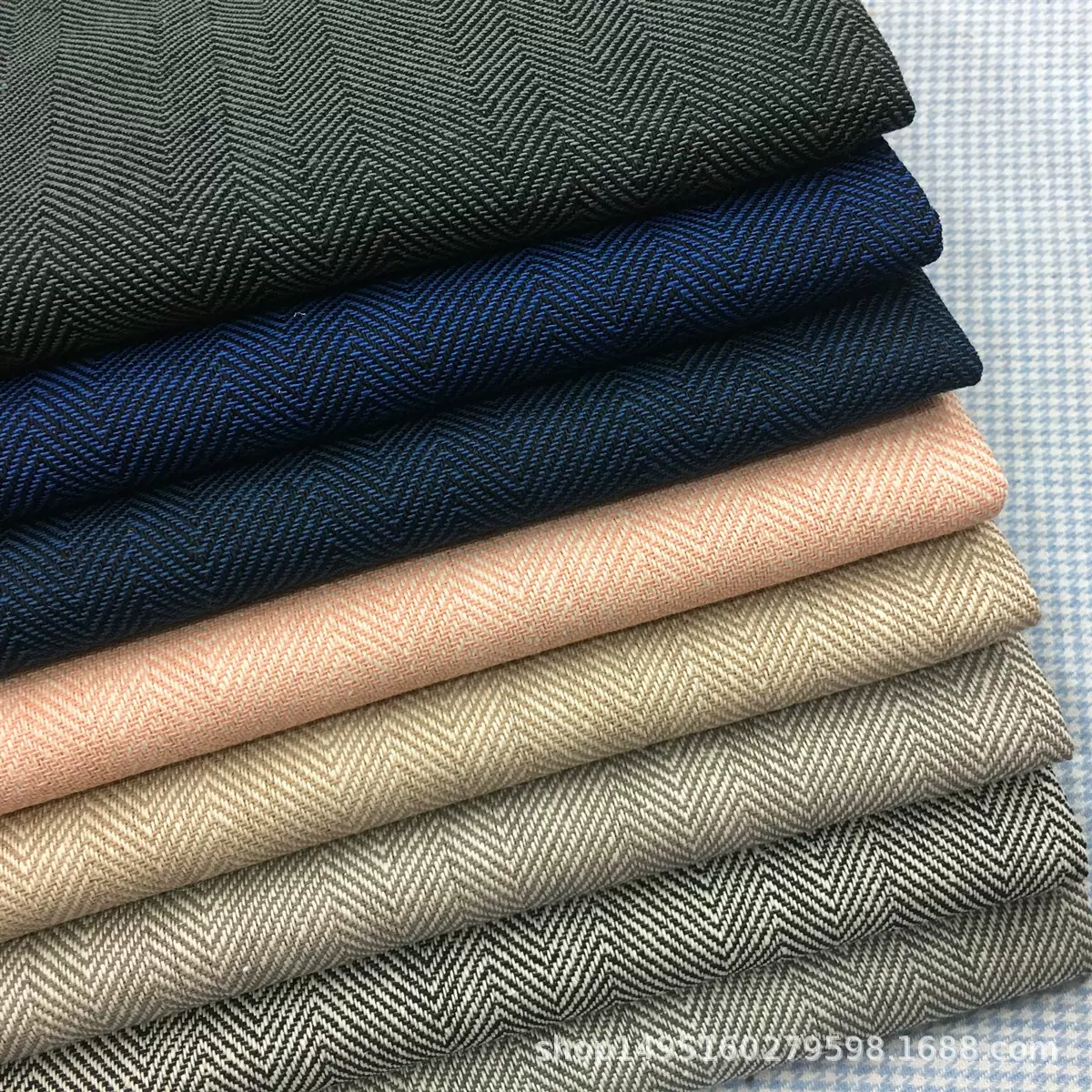 亚麻色织布 亚麻服装面料 麻棉人字斜花型 鱼骨纹斜纹面料批发