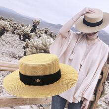 欧美复古金色编织草帽女海边度假防晒遮阳太阳帽缕空透气沙滩帽女