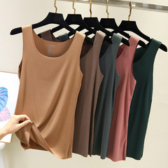 Summer New Korean Style Ribbed Cotton Seamless Round Neck Tank Top for Women Stretch Large Size Base Layer Tank Shirt