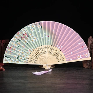 夏季真丝折叠扇中国风折扇 舞蹈扇古风小扇日式樱花女扇淘宝货源