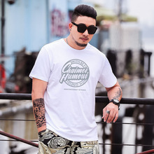 2019夏季新款大码男士短袖 潮牌时尚印花大码宽松加肥T恤T1661-87