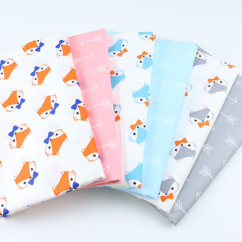 卡通狐狸布料 幼儿园宝宝纯棉三件套面料 韩版儿童箭头全棉斜纹布