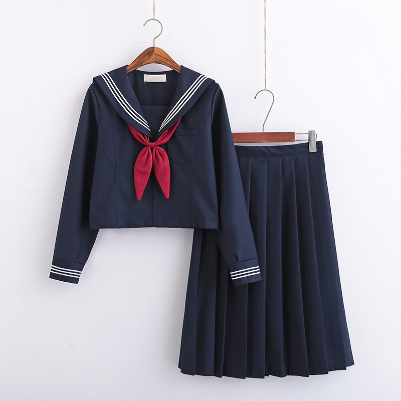 Plus Size Japanese Style Jk Uniform Skirt Thick Three Soft Girl Uniform Kansai Bad Sailor Uniform Middle Uniform Student Uniform
