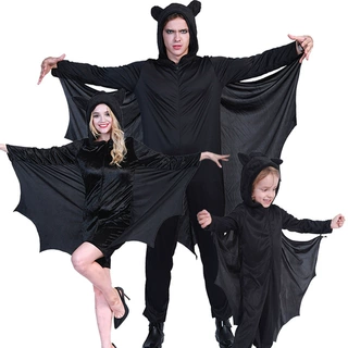 厂家现货Cosplay扮演服带帽连体蝙蝠家庭舞台服万圣节狂欢派对服