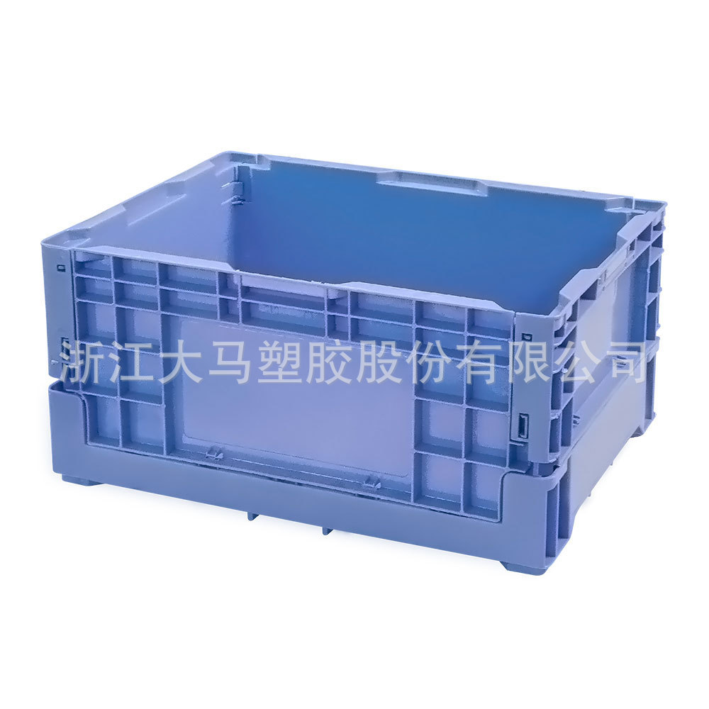 供应 S903蓝色塑料储物箱 耐磨耐用环保折叠式周转箱物流箱