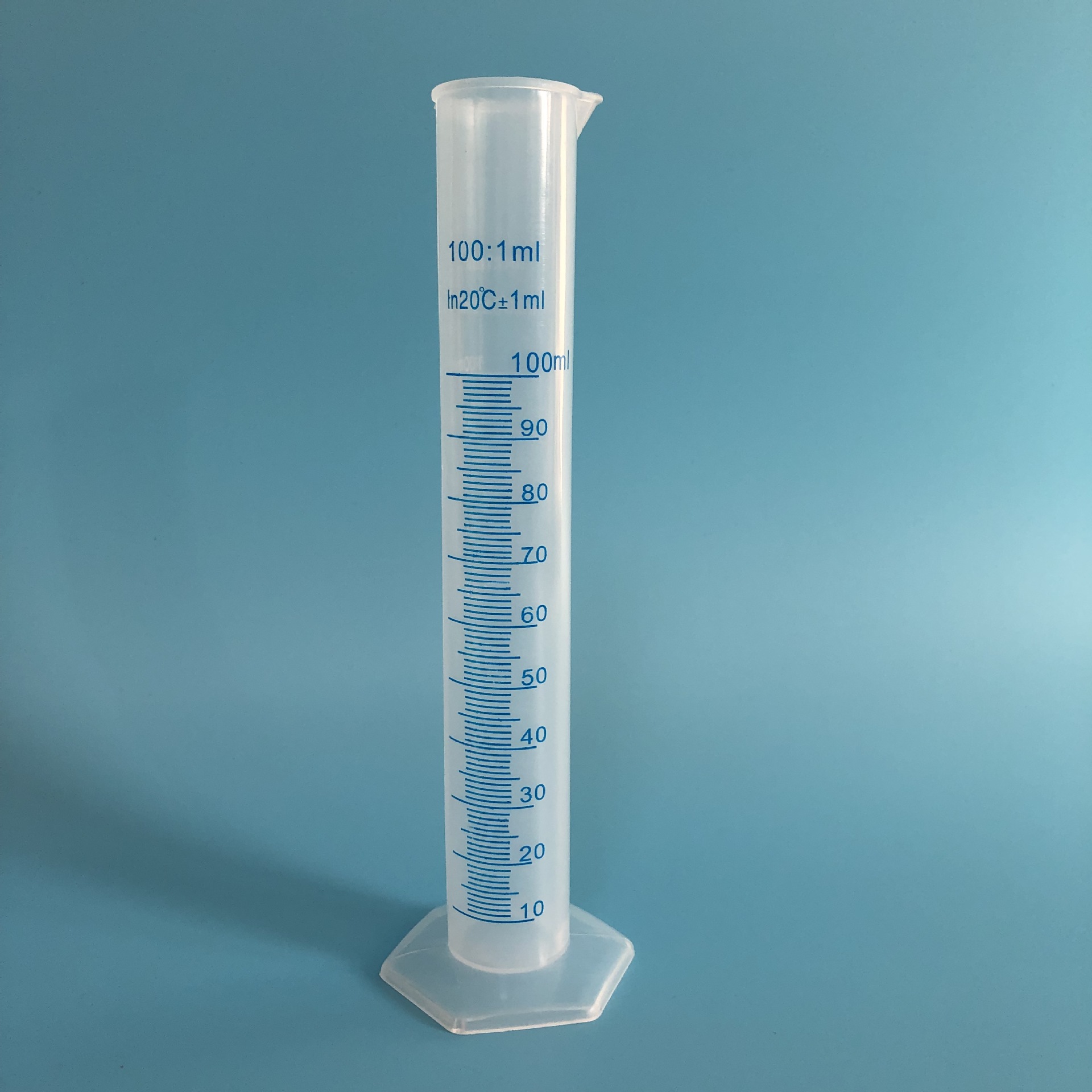 塑料量筒 100ml量筒蓝线 耐酸碱腐蚀 pp测量筒 直形量杯 量筒