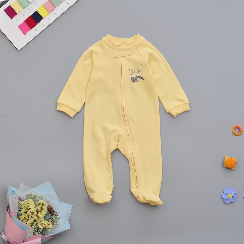 New Class A generation of baby two-way zipper baby climbing clothes Spring and Autumn long sleeve foot-covered jumpsuit
