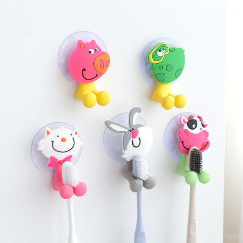 Creative cute suction cup toothbrush holder cartoon animal home children's wall-mounted toothbrush holder suction wall-mounted animal toothbrush holder