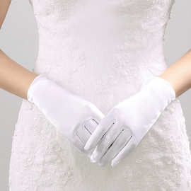 跨境批发新娘手套女韩式冬结婚礼服婚纱手套蝴蝶结短款白色手套