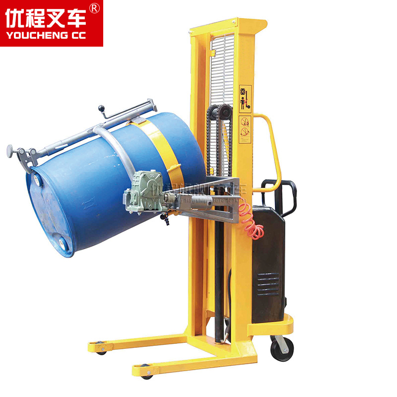 Carrileta elevadora de barril eléctrico de aceite elevación camión de descarga hidráulico de barril de barril de hierro camión de transporte de barril de plástico pesado