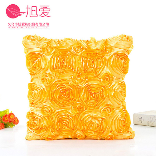 A set of 1 pure silk ribbon embroidered rose flower cushion cover for wedding, sold directly by the manufacturer.