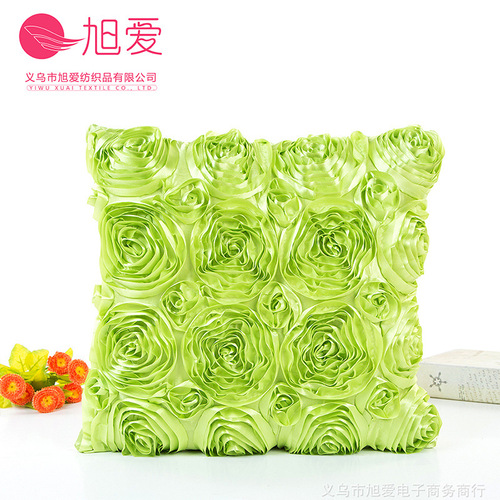 A set of 1 pure silk ribbon embroidered rose flower cushion cover for wedding, sold directly by the manufacturer.