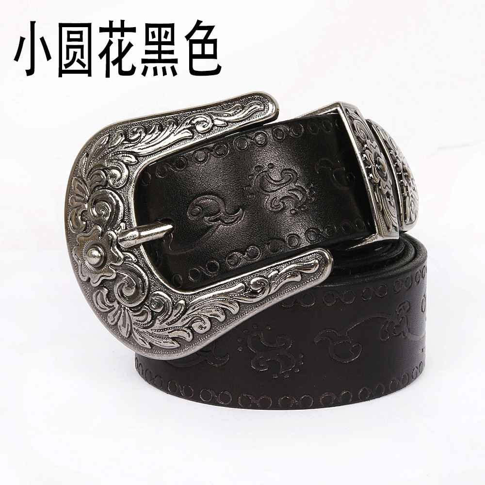 Estilo Mongol de los hombres en relieve cinturón curtido vegetal primera capa de piel de vaca neutral estilo étnico cinturón personalizado tallado cinturón de moda