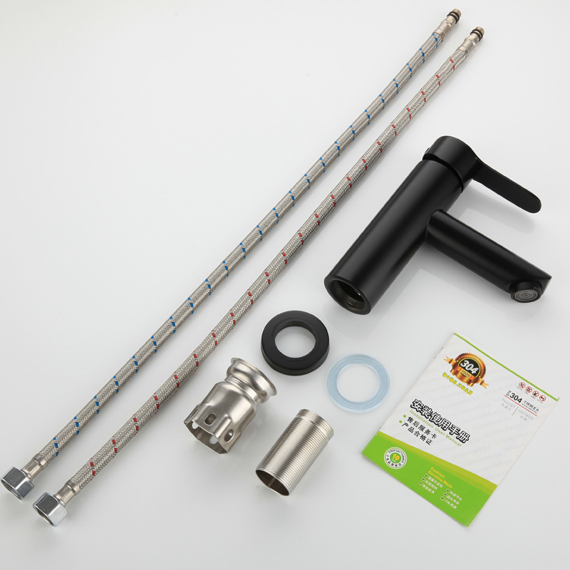 304 de acero inoxidable pintura negro Cuenca del grifo caliente y fría lavabo contrario lavabo baño grifo