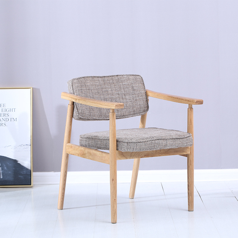 Living room office simple modern leisure chair backrest armrest creative dining chair solid wood beautiful special single sofa chair