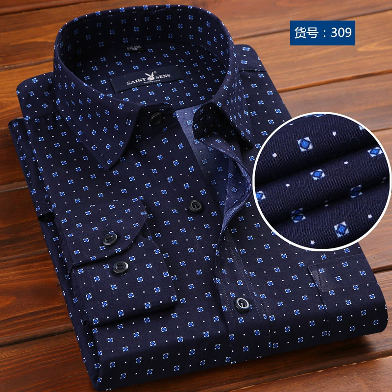 Shirt, for middle-aged man, floral print, Korean style