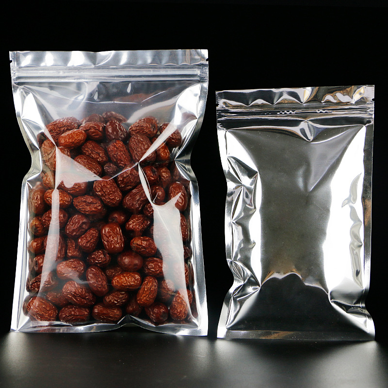 Yin Chapado en aluminio y Yang ziplock bolsa translúcida bolsa de plástico bolsa de papel de aluminio engrosada fondo plano bolsa sellada bolsa de envasado de alimentos