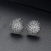 Crystal earings, copper earrings, spherical zirconium, micro incrustation, European style, wholesale