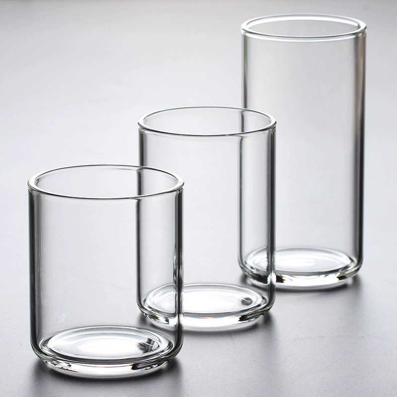 Оптовая продажа фабрики высокое боросиликатное стекло прозрачная простая Толстая чашка напечатанная ЛОГОТИП холодных напитков чашка