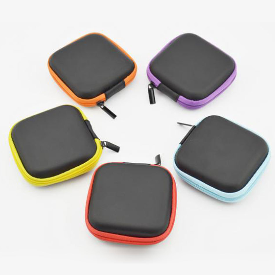 时尚方形耳塞耳机收纳包 数据线收纳盒 入耳式耳机便携拉链包