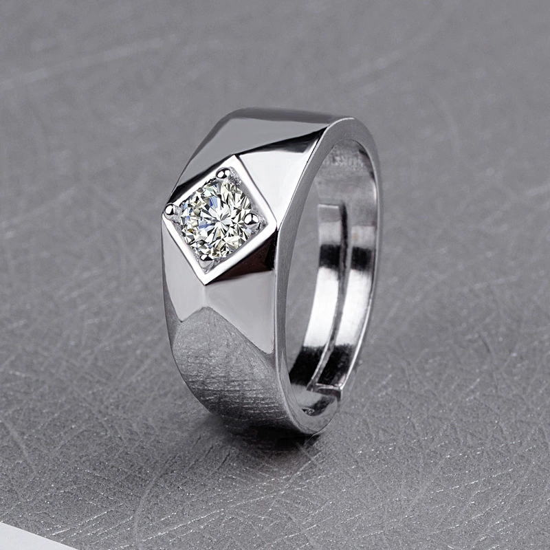 Copper one size men's creative accessory with zircon, wedding ring, Japanese and Korean, light luxury style, simple and elegant design