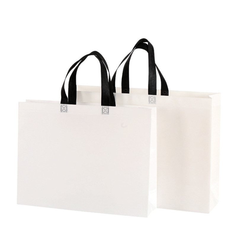 Bolso no tejido recubierto blanco en stock bolsa de ropa de educación escolar y entrenamiento bolsa no tejida en stock logotipo impreso