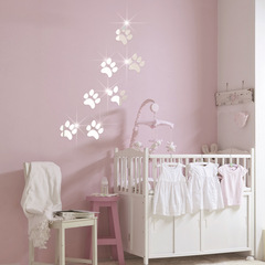 狗爪鏡面亞克力立體牆貼3D水晶腳印寵物店兒童房幼兒園牆面臥室