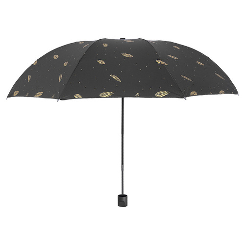 Feather Umbrella Black Plastic Umbrella Princess Parasol Women's Small Fresh Simple Anti-UV Fairy Umbrella Folding Advertising Umbrella