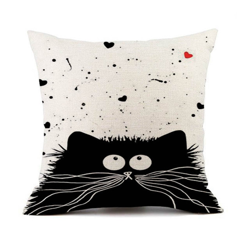 Cross-border European linen digital printing cat linen sofa pillowcase headrest manufacturer wholesale for foreign trade