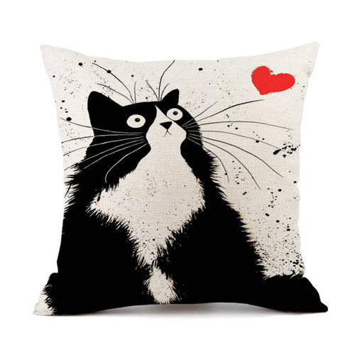 Cross-border European linen digital printing cat linen sofa pillowcase headrest manufacturer wholesale for foreign trade