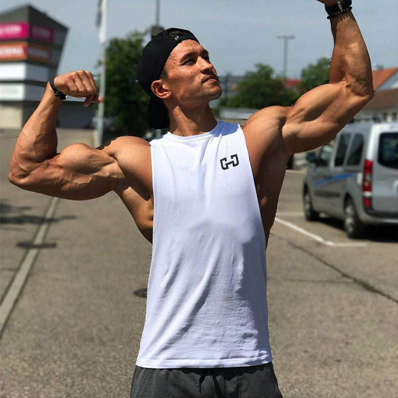 Фитнес спортивный жилет Блузка мужская мышечная Бодибилдинг Свободная Повседневная Беговая баскетбольная тренировочная футболка без рукавов Топ