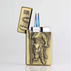 Factory Direct Sales Fang Entry Flame Double Rush Lighter's Relief Series Metal Cover Steel Steel Guan Gong Creative Creative Bronze