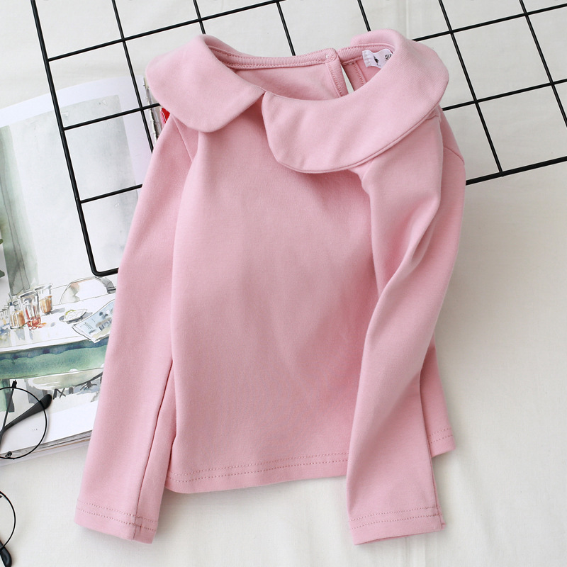 Vestidos de estilo occidental para niñas, tops de manga larga con cuello Peter Pan, capas básicas de primavera/otoño