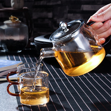 厂家批发耐热玻璃茶壶 不锈钢内胆过滤花茶壶450毫升小壶质量保证