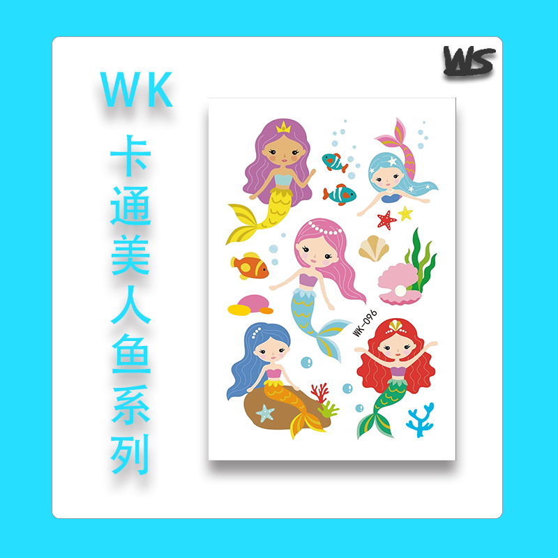 Tatuajes Temporales Infantiles de Unicornio y Sirena Papel de Transferencia de Agua Multicolor para Niños