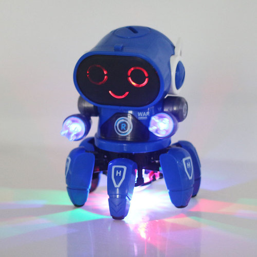 Cross-border new product dancing electric six-claw fish small 6 robot light music children boys street stall toys supply
