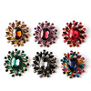 Glossy crystal, retro metal multicoloured brooch