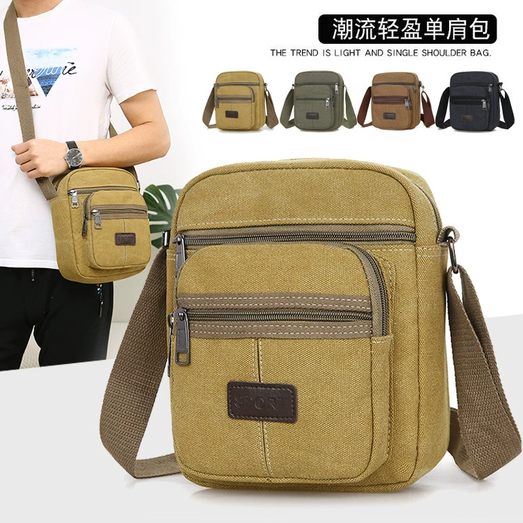 One-shoulder bag for leisure, small bag, cloth retro backpack for men and women, Korean style