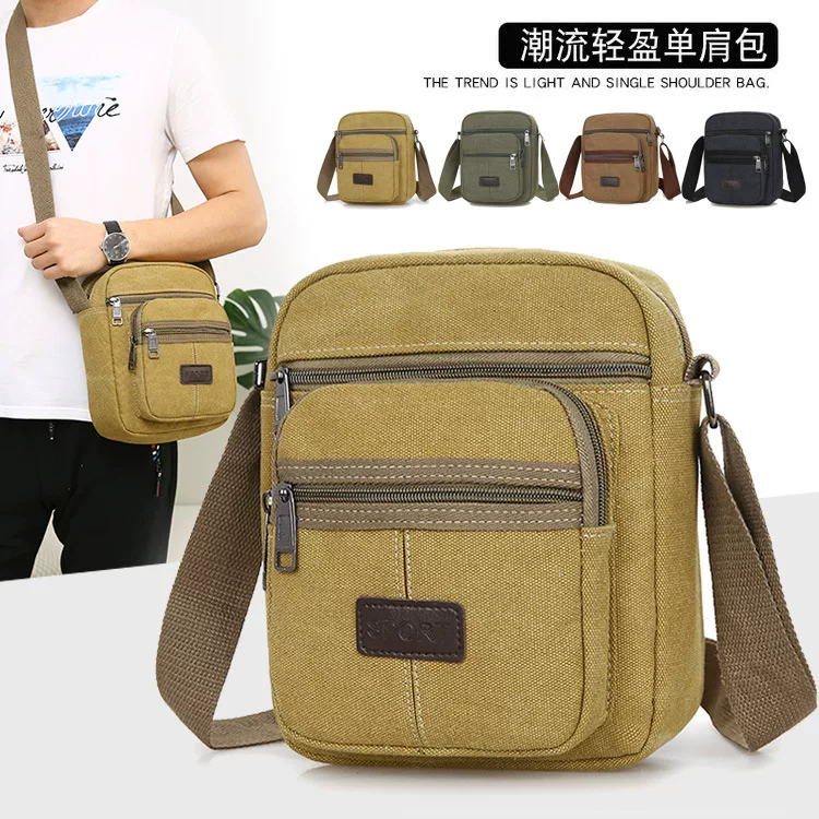 One-shoulder bag for leisure, small bag, cloth retro backpack for men and women, Korean style