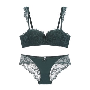 New Sexy Lace Push-Up Shoulder Straps Detachable European and American Style Side-Slimming Small Breast Push-Up Bra Set Dropshipping